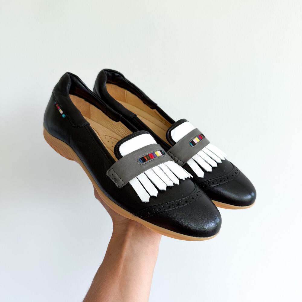 Royal Albartross Chelsea Leather Kiltie Fringe Spikeless Low Top Golf Loafers